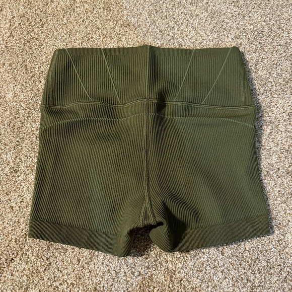 Aerie High Waist Ribbed Shorts in Dark Green - Picture 2 of 3